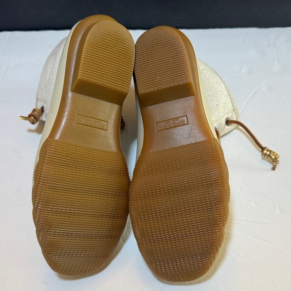 SPERRY Duck Boots Womens Sz 7.5 Cream Saltwater Sparkle - Picture 9 of 15